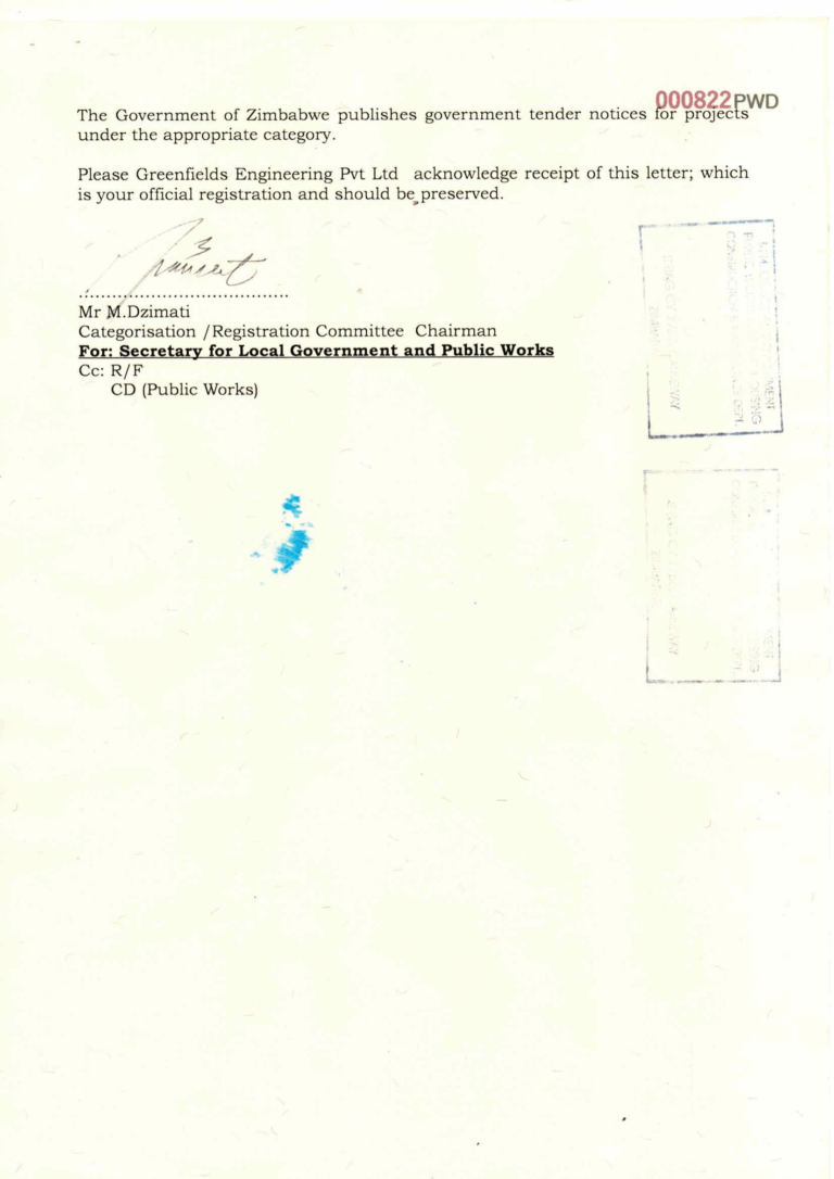 Registered Contractors Certificate